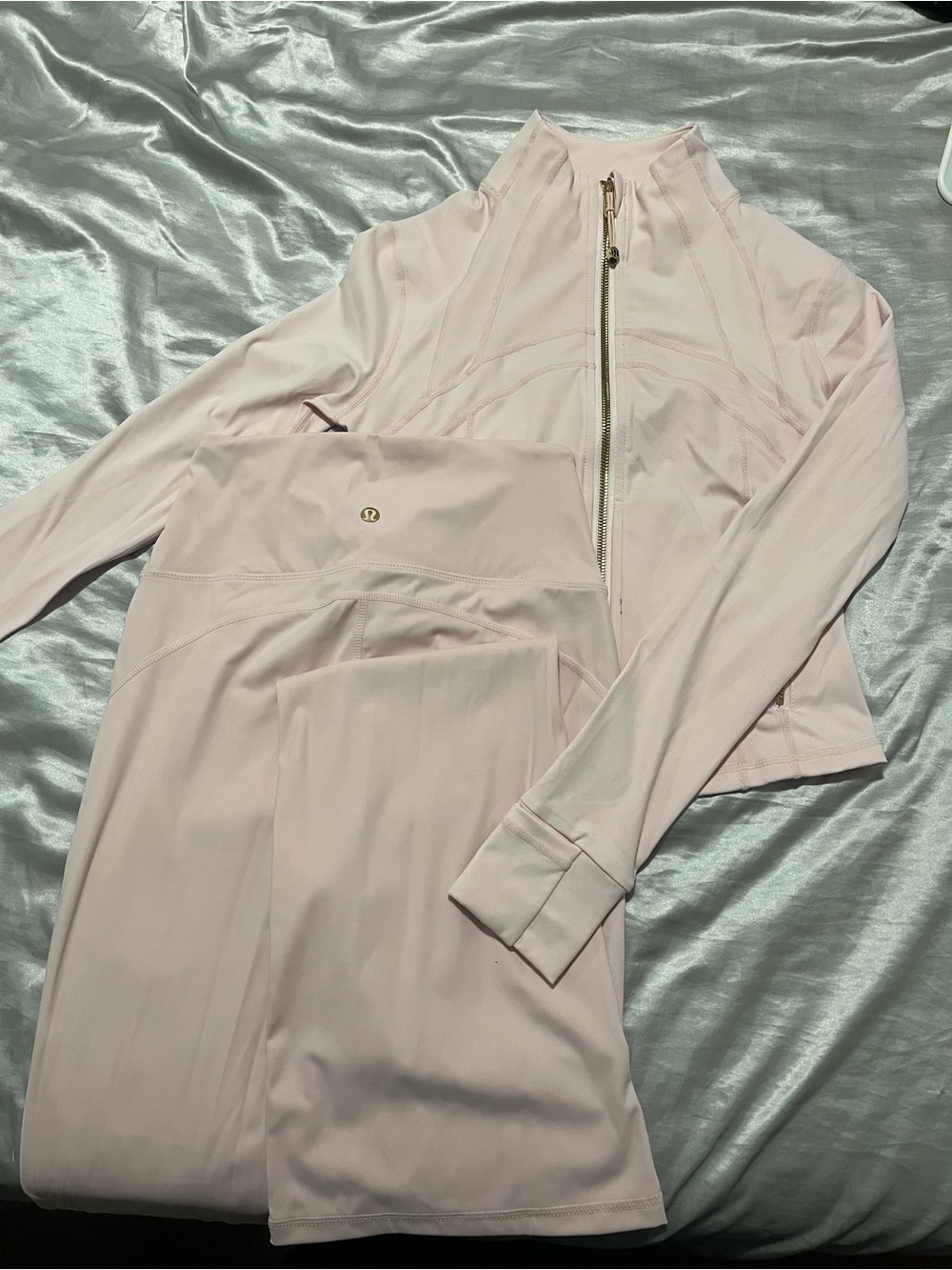 lululemon athletica Light Pink Zip Jacket and High-Waist Leggings Set